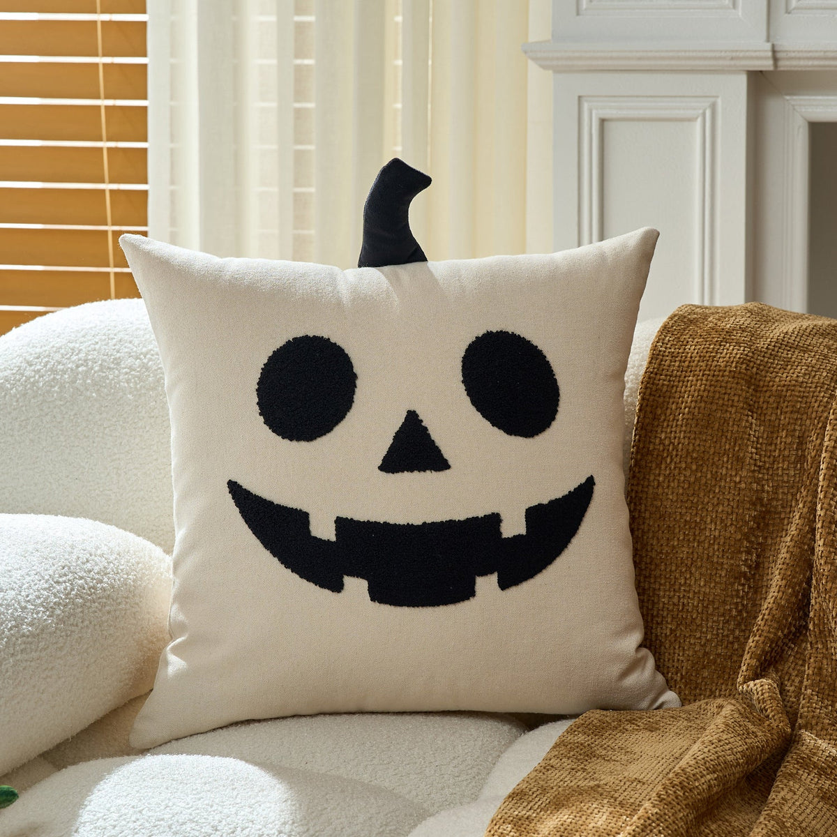 Pillow Cover Tufted Chenille Cotton-Linen Hidden Zipper