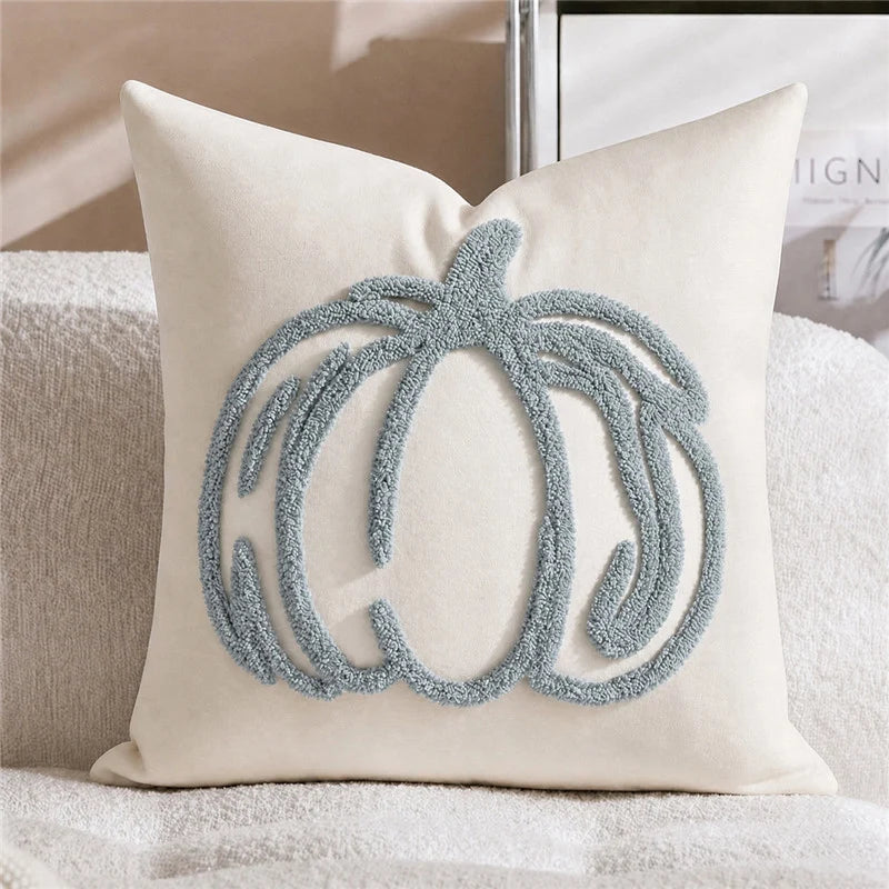 Pillow Cover Tufted Chenille Suede-Like Microfiber Hidden Zipper