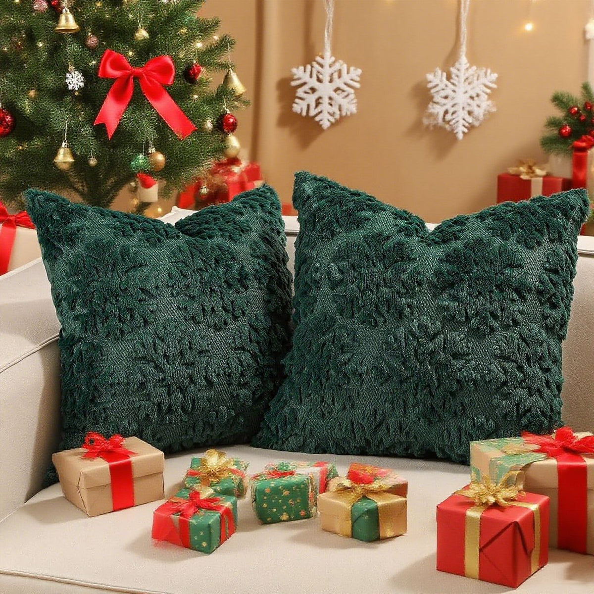 Pillow Cover Tufted Tree Velvet Hidden Zipper
