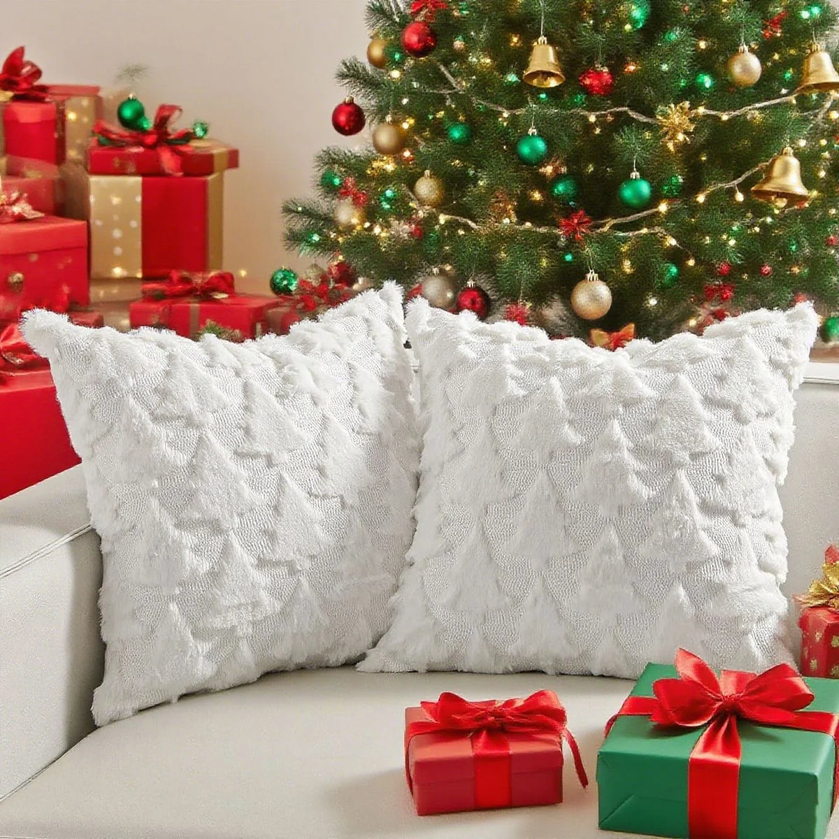 Pillow Cover Tufted Tree Velvet Hidden Zipper
