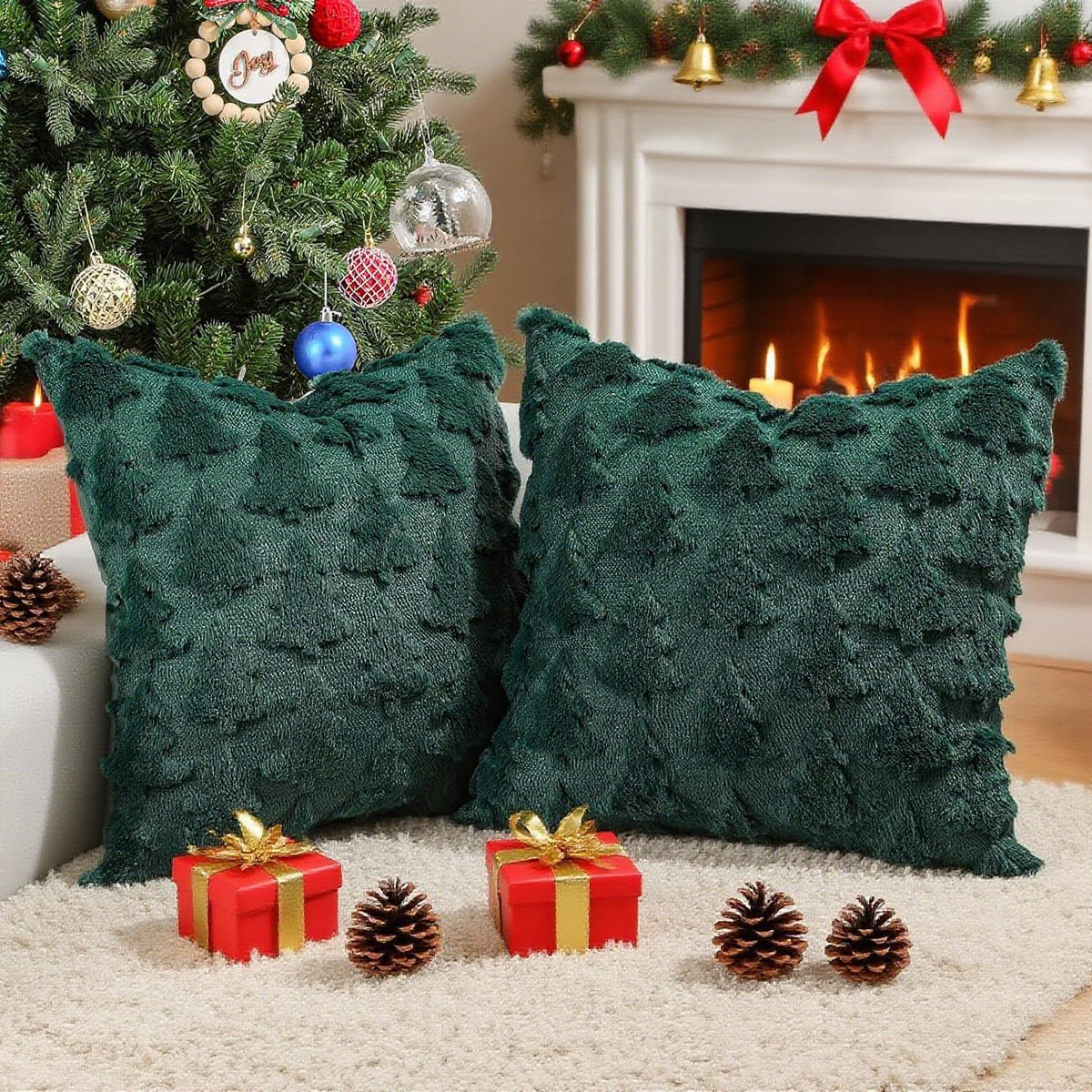 Pillow Cover Tufted Tree Velvet Hidden Zipper