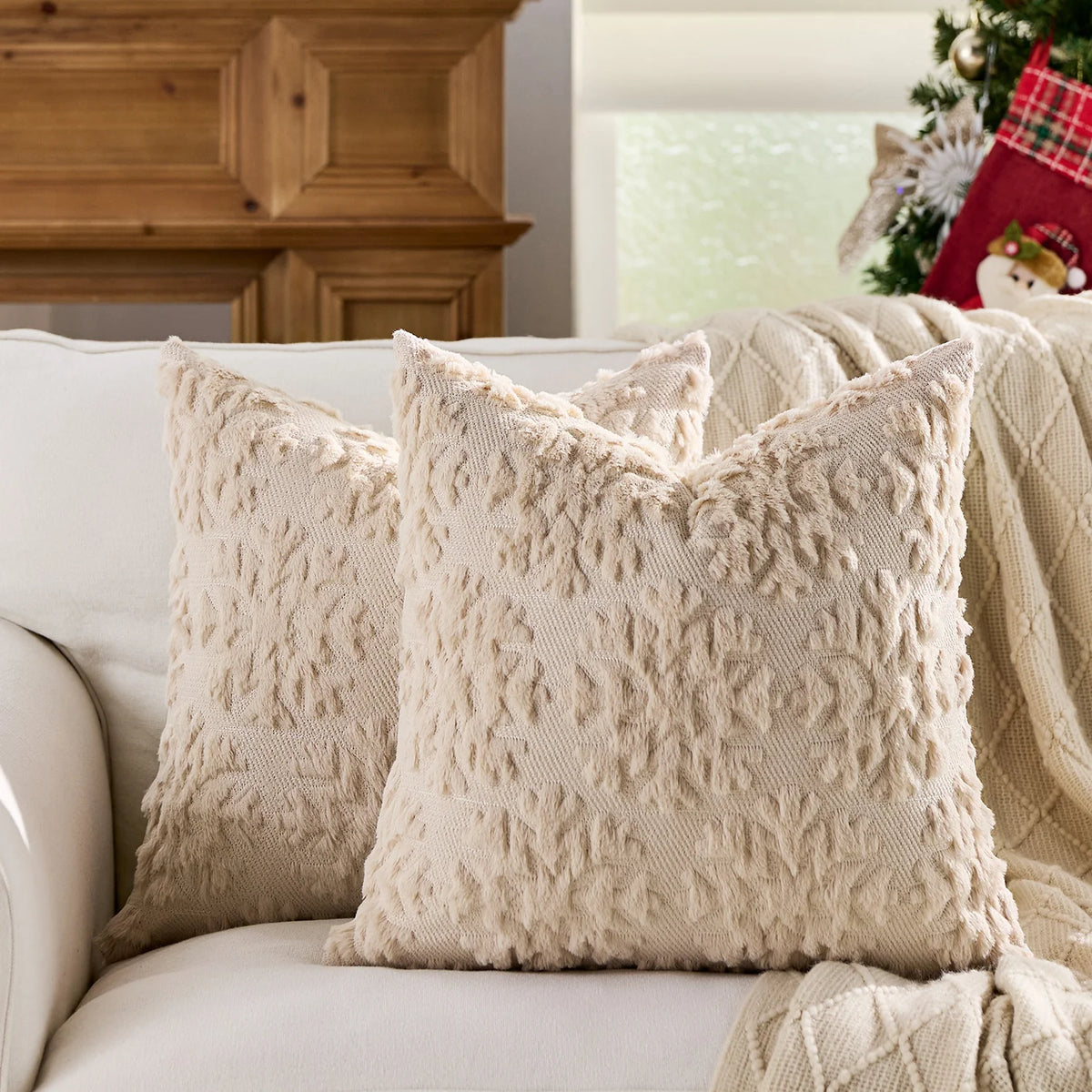 Pillow Cover Tufted Tree Velvet Hidden Zipper