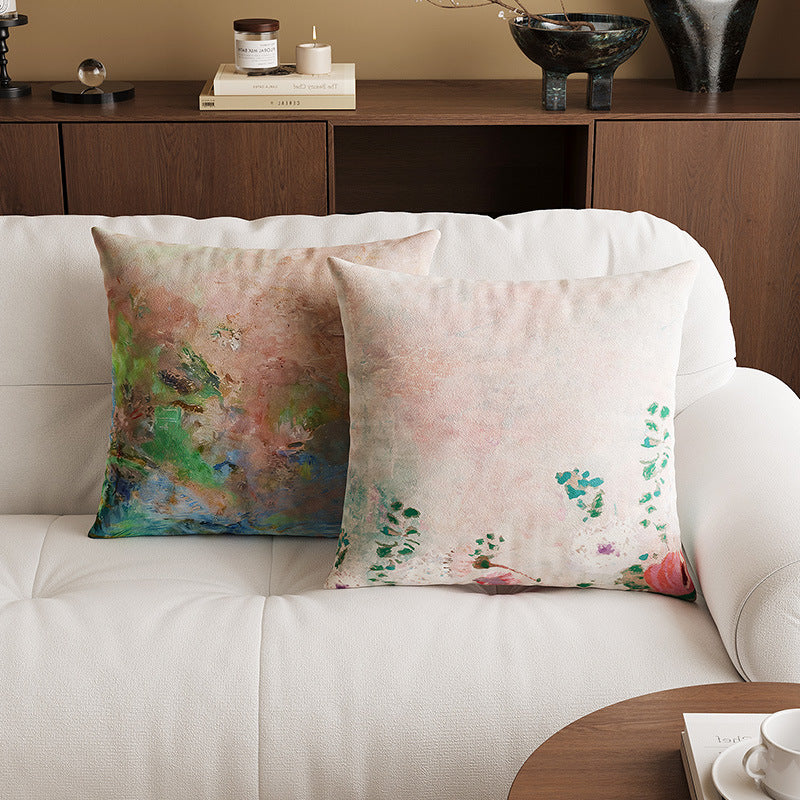 Pillow Cover Velvet Abstract Print & Hidden Zipper