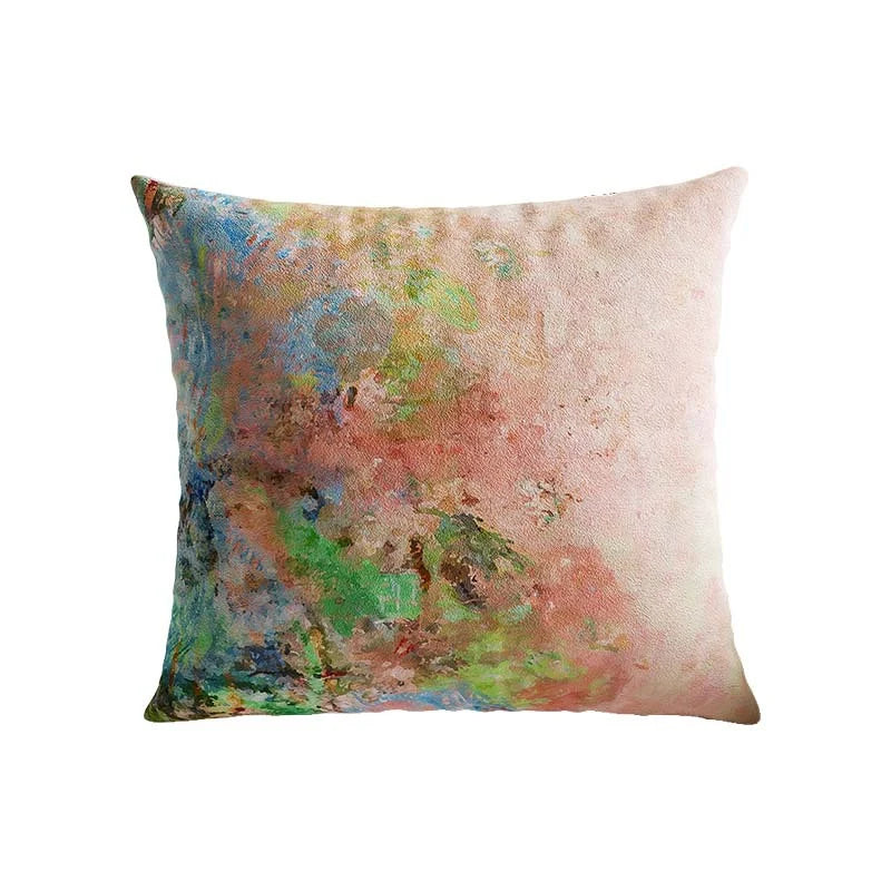 Pillow Cover Velvet Abstract Print & Hidden Zipper