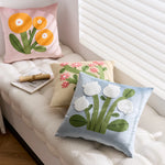 Pillow Cover Velvet Face Floral Chenille Tuft