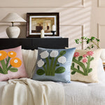Pillow Cover Velvet Face Floral Chenille Tuft