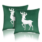 Pillow Cover Velvet Reindeer Appliqué Hidden Zipper 18 Inch