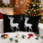 Pillow Cover Velvet Reindeer Appliqué Hidden Zipper 18 Inch