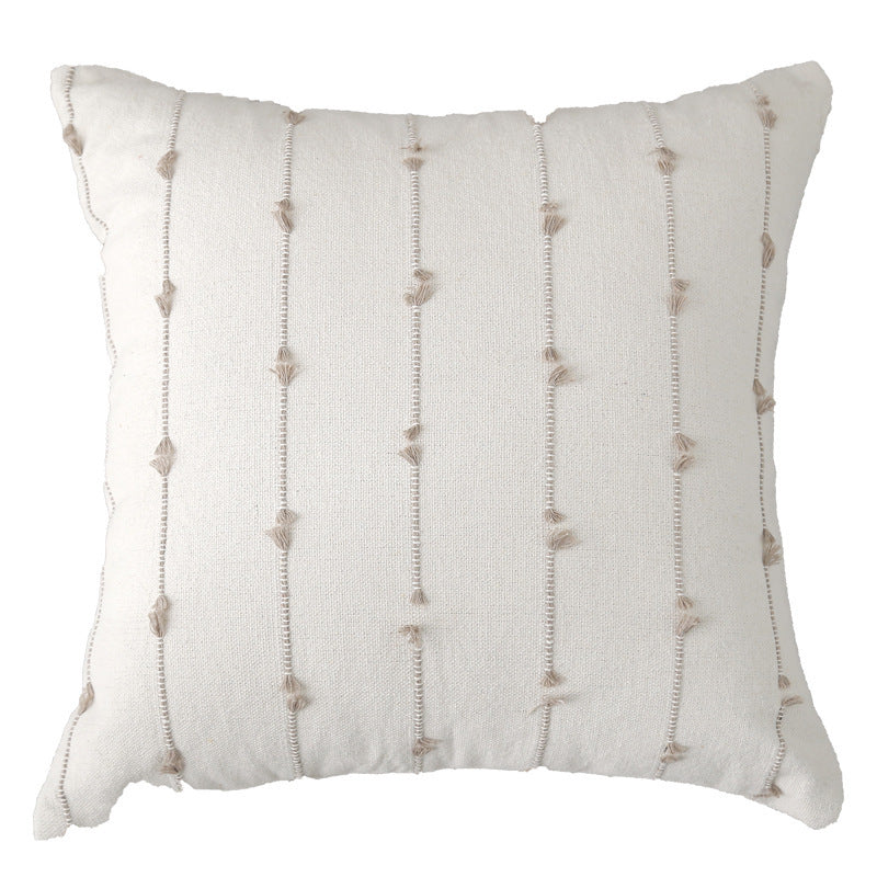 Pillow Cover Vertical Tufted & Knotted Trim Concealed Zipper