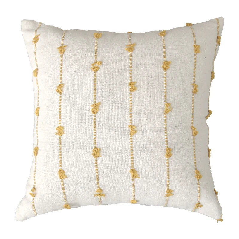 Pillow Cover Vertical Tufted & Knotted Trim Concealed Zipper