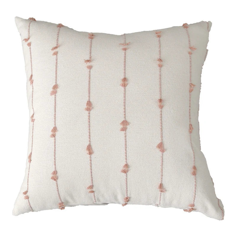 Pillow Cover Vertical Tufted & Knotted Trim Concealed Zipper