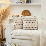 Pillow Cover Vertical Tufted & Knotted Trim Concealed Zipper
