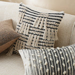 Pillow Cover Woven Cotton Blend Tiered Tassels Hidden Zipper