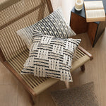 Pillow Cover Woven Cotton Blend Tiered Tassels Hidden Zipper