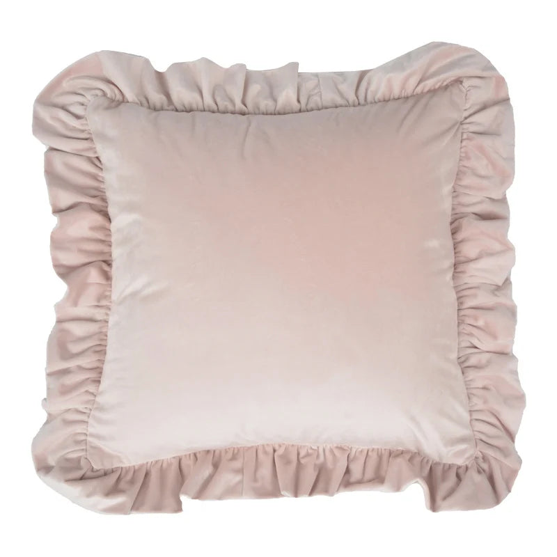 Pillow Sham Plush Velvet Ruffled Flange Hidden Zipper