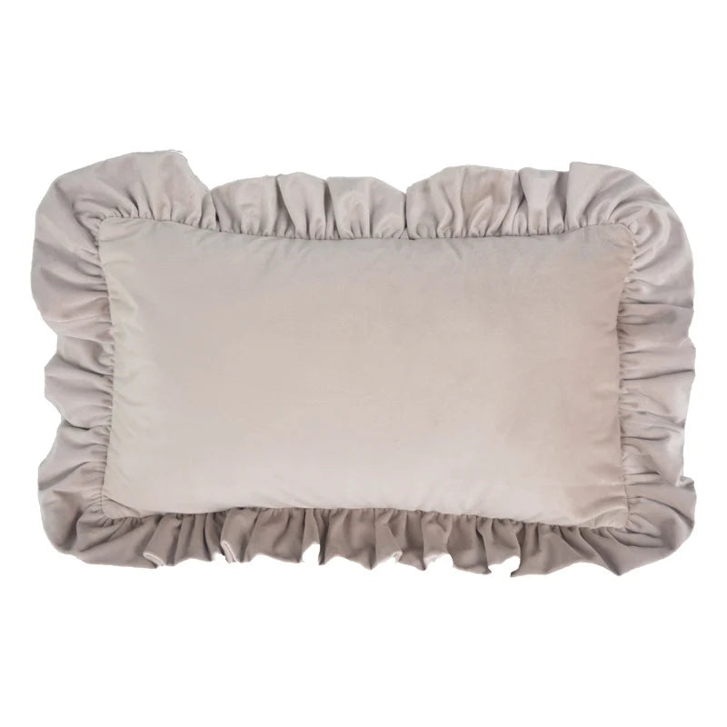 Pillow Sham Plush Velvet Ruffled Flange Hidden Zipper