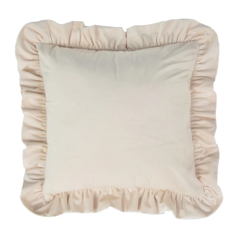 Pillow Sham Plush Velvet Ruffled Flange Hidden Zipper