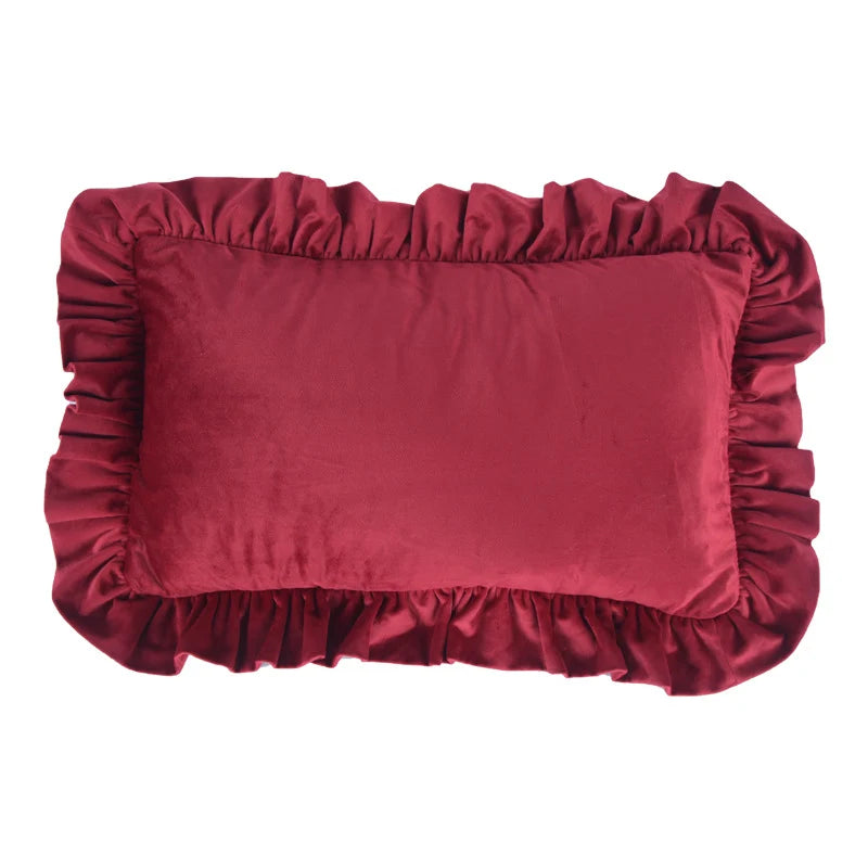 Pillow Sham Plush Velvet Ruffled Flange Hidden Zipper