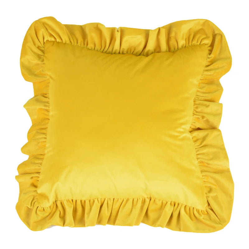 Pillow Sham Plush Velvet Ruffled Flange Hidden Zipper