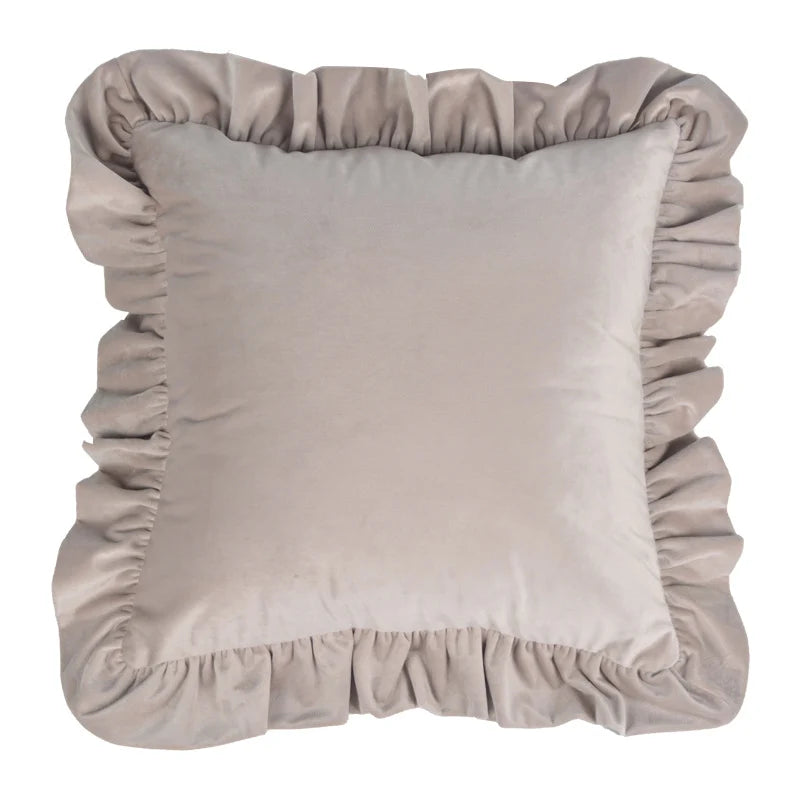 Pillow Sham Plush Velvet Ruffled Flange Hidden Zipper
