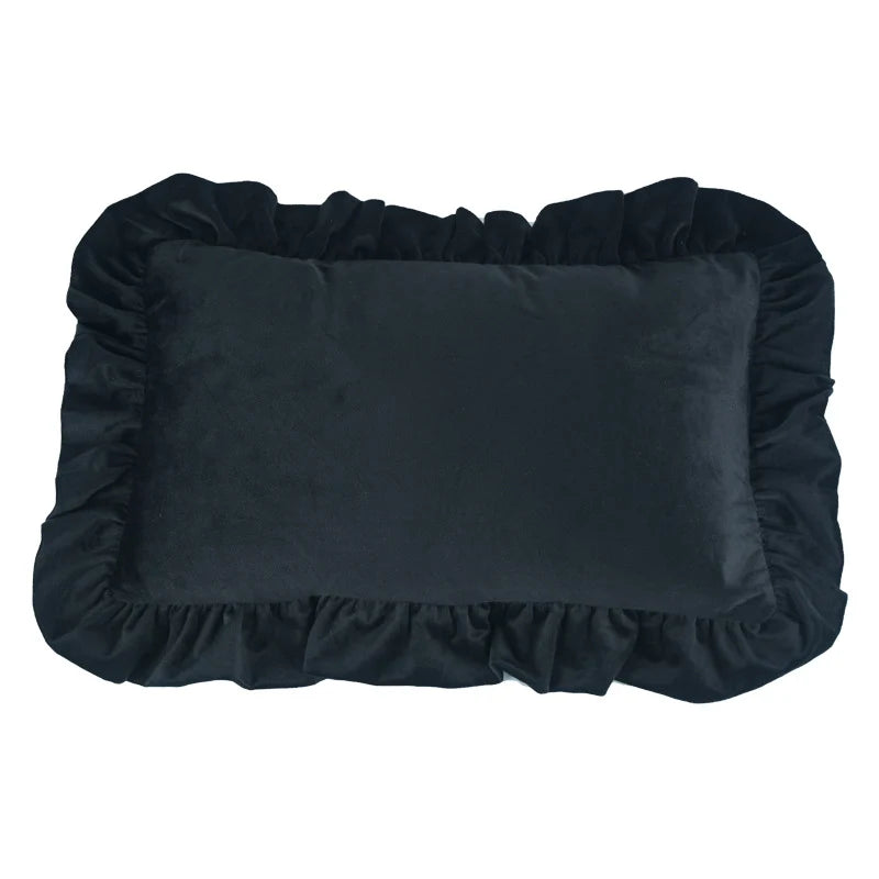Pillow Sham Plush Velvet Ruffled Flange Hidden Zipper