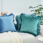 Pillow Sham Plush Velvet Ruffled Flange Hidden Zipper