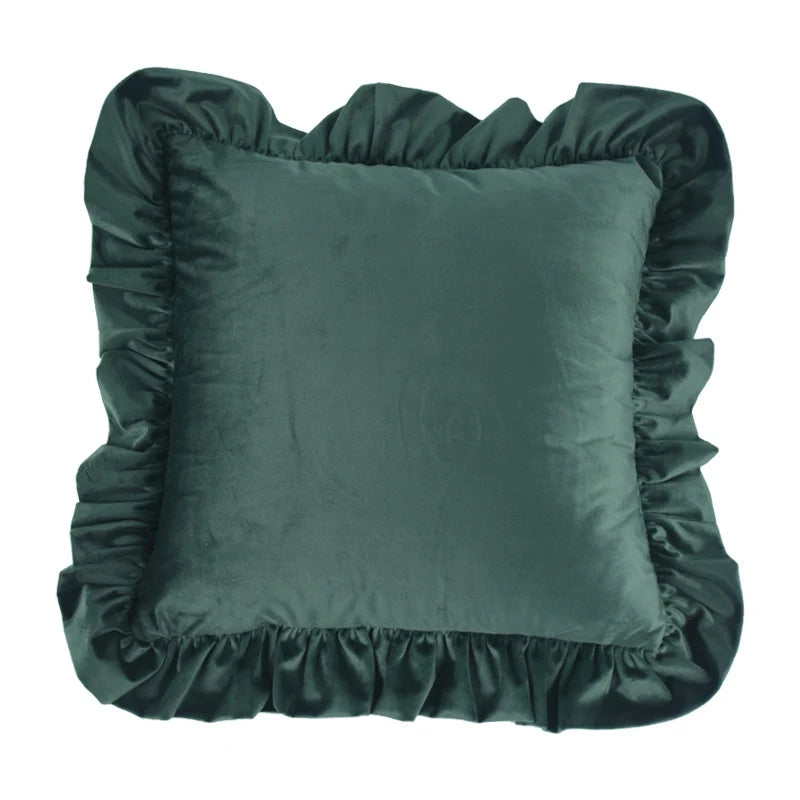 Pillow Sham Plush Velvet Ruffled Flange Hidden Zipper