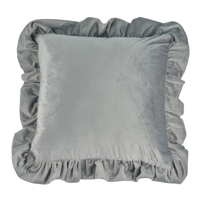 Pillow Sham Plush Velvet Ruffled Flange Hidden Zipper