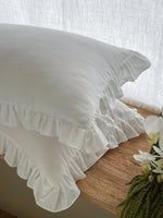 Pillowcase Set Pre-Washed Linen Decorative Ruffle