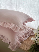 Pillowcase Set Pre-Washed Linen Decorative Ruffle