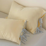 Pillowcase Set Washed Linen Look Decorative Ties Easy Care