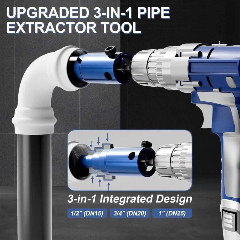 Pipe Thread Extractor 3-in-1 Reverse Spiral Hardened Steel