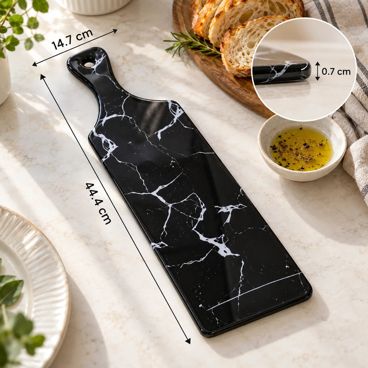 Pizza Plate Ceramic Marble Stripe Design