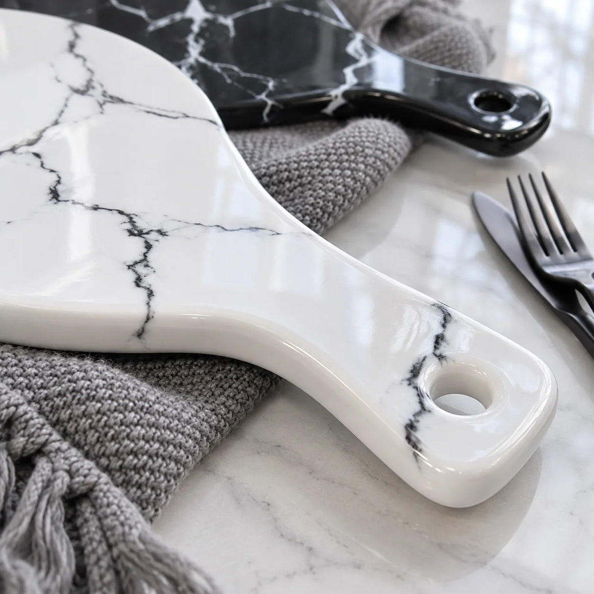Pizza Plate Ceramic Marble Stripe Design
