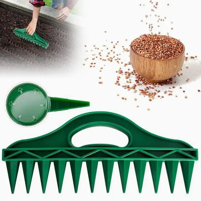 Plant Dibber 12-Hole Template Ergonomic Handle & Seeding Tool