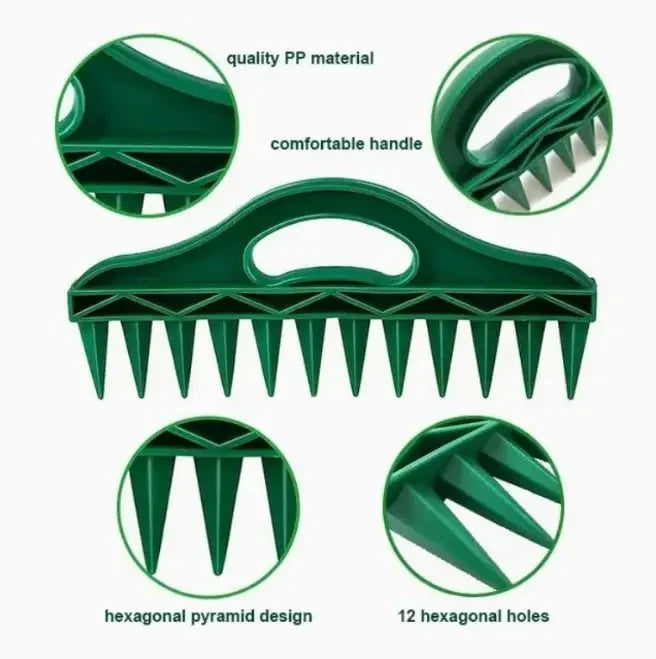 Plant Dibber 12-Hole Template Ergonomic Handle & Seeding Tool