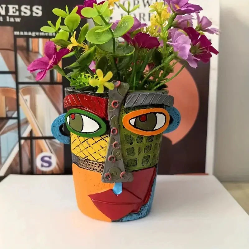 Plant Pot Picasso-Inspired Resin Indoor & Outdoor Use