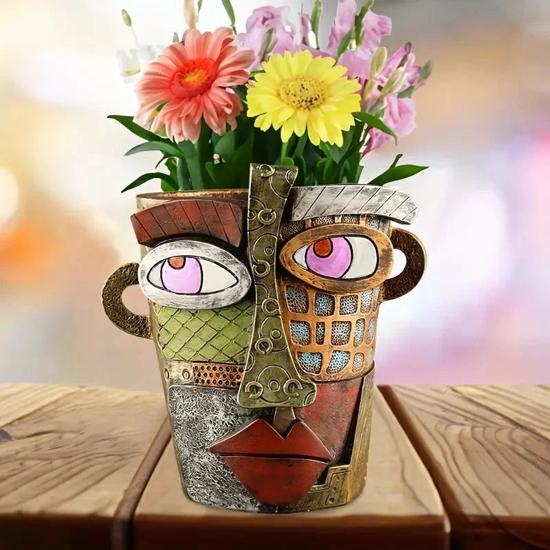 Plant Pot Picasso-Inspired Resin Indoor & Outdoor Use