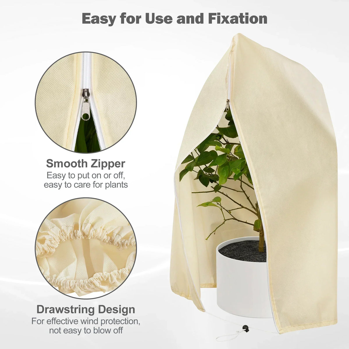 Plant Protection Cover Breathable Non-Woven Zipper & Drawstring