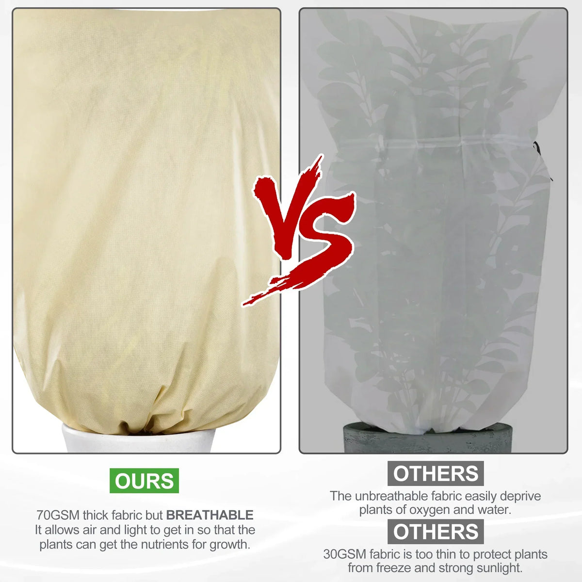 Plant Protection Cover Breathable Non-Woven Zipper & Drawstring