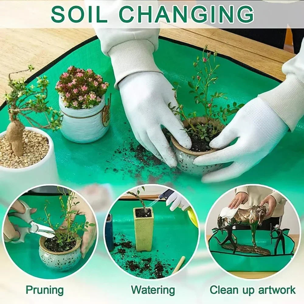 Plant Repotting Mat Waterproof Foldable Snap Corners