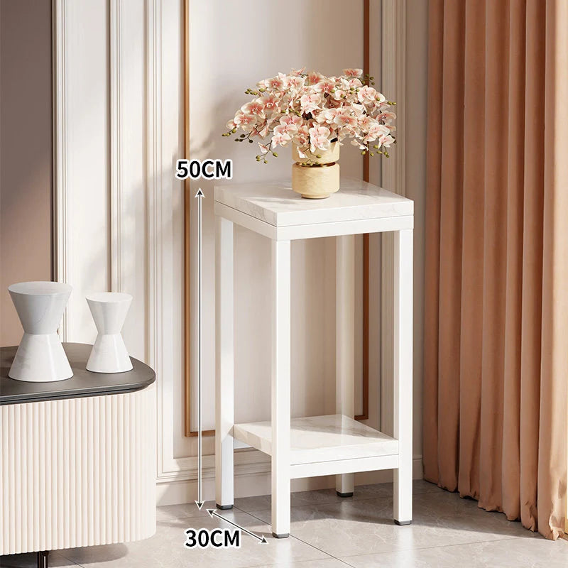 Plant Stand Marble-Effect Two-Tier Space-Saving
