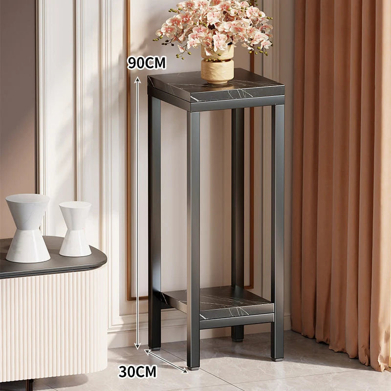 Plant Stand Marble-Effect Two-Tier Space-Saving