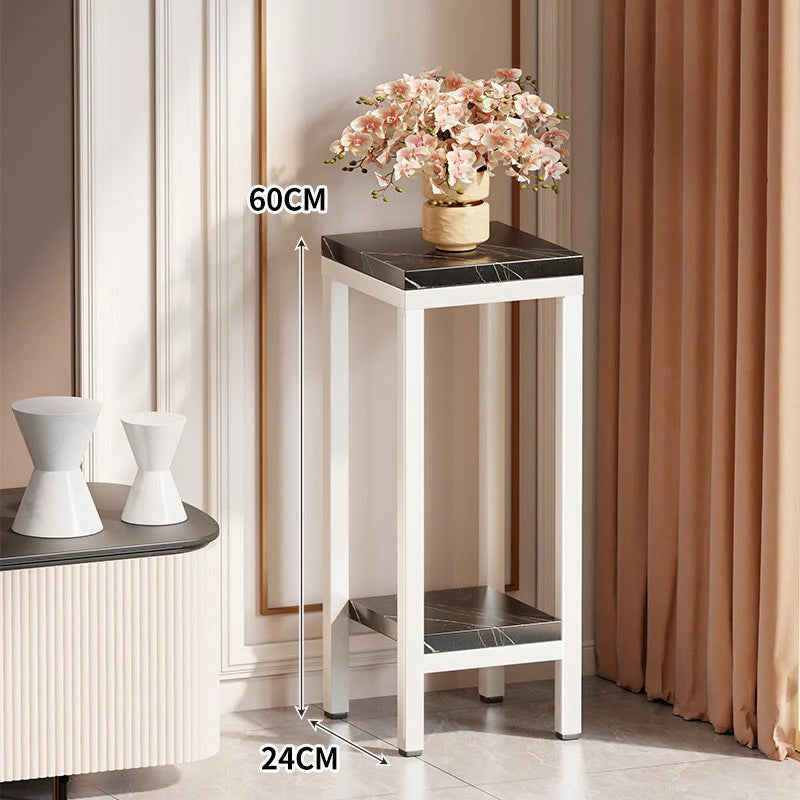 Plant Stand Marble-Effect Two-Tier Space-Saving