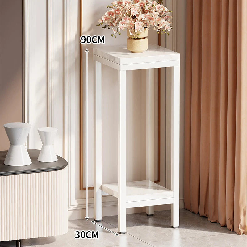 Plant Stand Marble-Effect Two-Tier Space-Saving