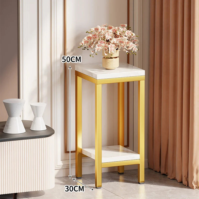 Plant Stand Marble-Effect Two-Tier Space-Saving