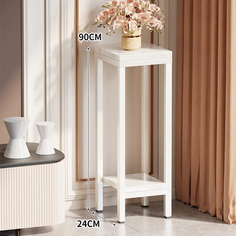Plant Stand Marble-Effect Two-Tier Space-Saving