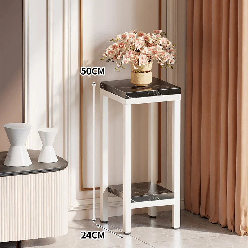 Plant Stand Marble-Effect Two-Tier Space-Saving