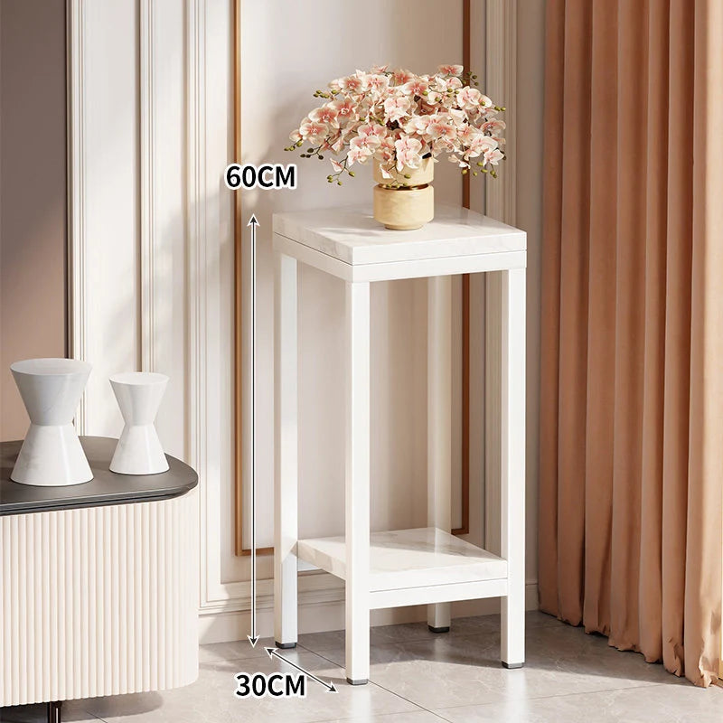 Plant Stand Marble-Effect Two-Tier Space-Saving