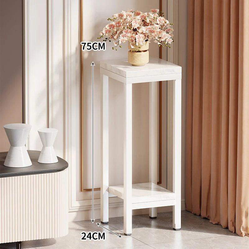 Plant Stand Marble-Effect Two-Tier Space-Saving